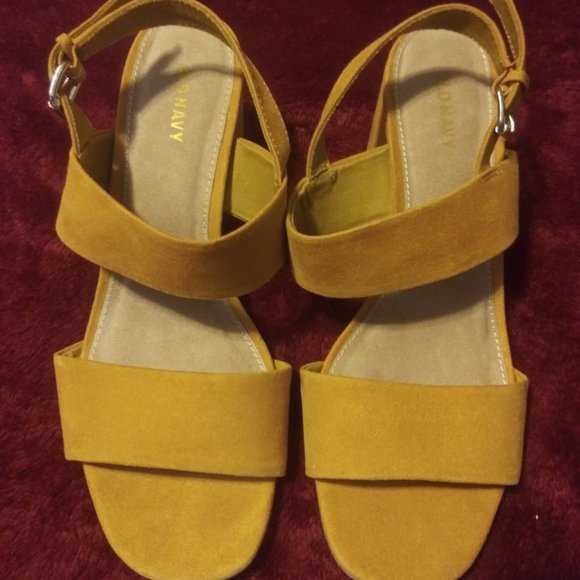 Suede Mustard Heeled Sandals - Picture 3 of 4